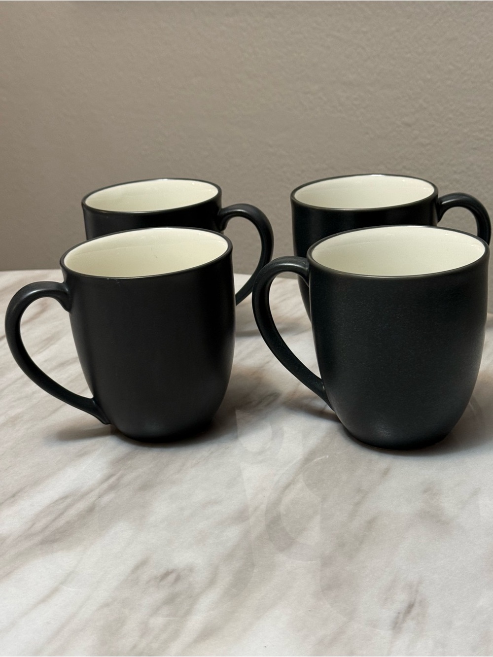 Noritake stoneware black coffee mugs set of 4